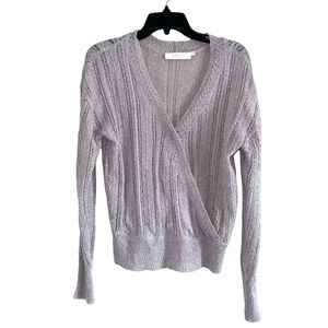 ASTR Size Medium Sweater Open Knit Lavender light purple surplice V-Neck